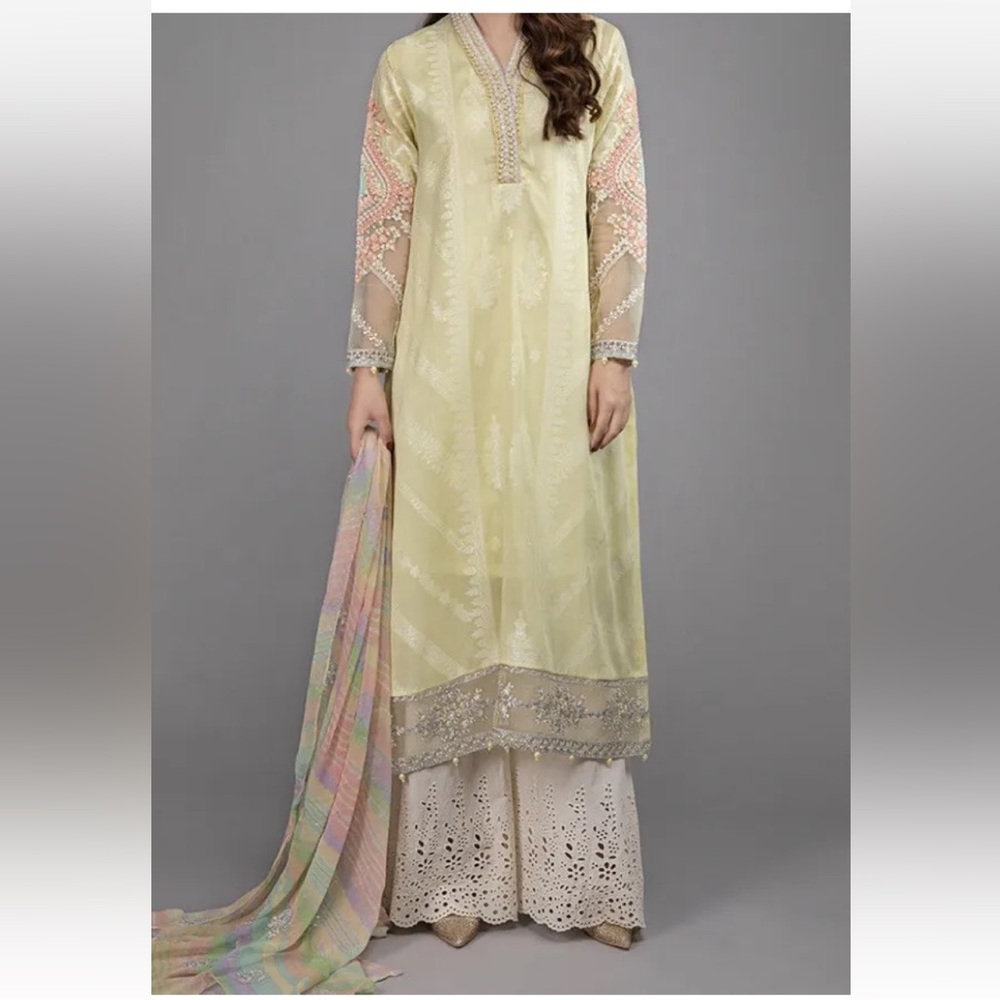 Elegant Cream and Pink Women's Dress